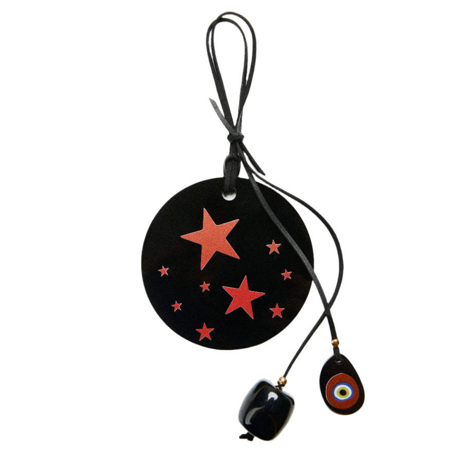 The Everlucky Red Stars Black Disk Lucky Charm